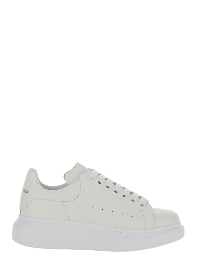 Alexander Mcqueen Oversized Leather Sneakers With Exaggerated Sole And Logo Detail