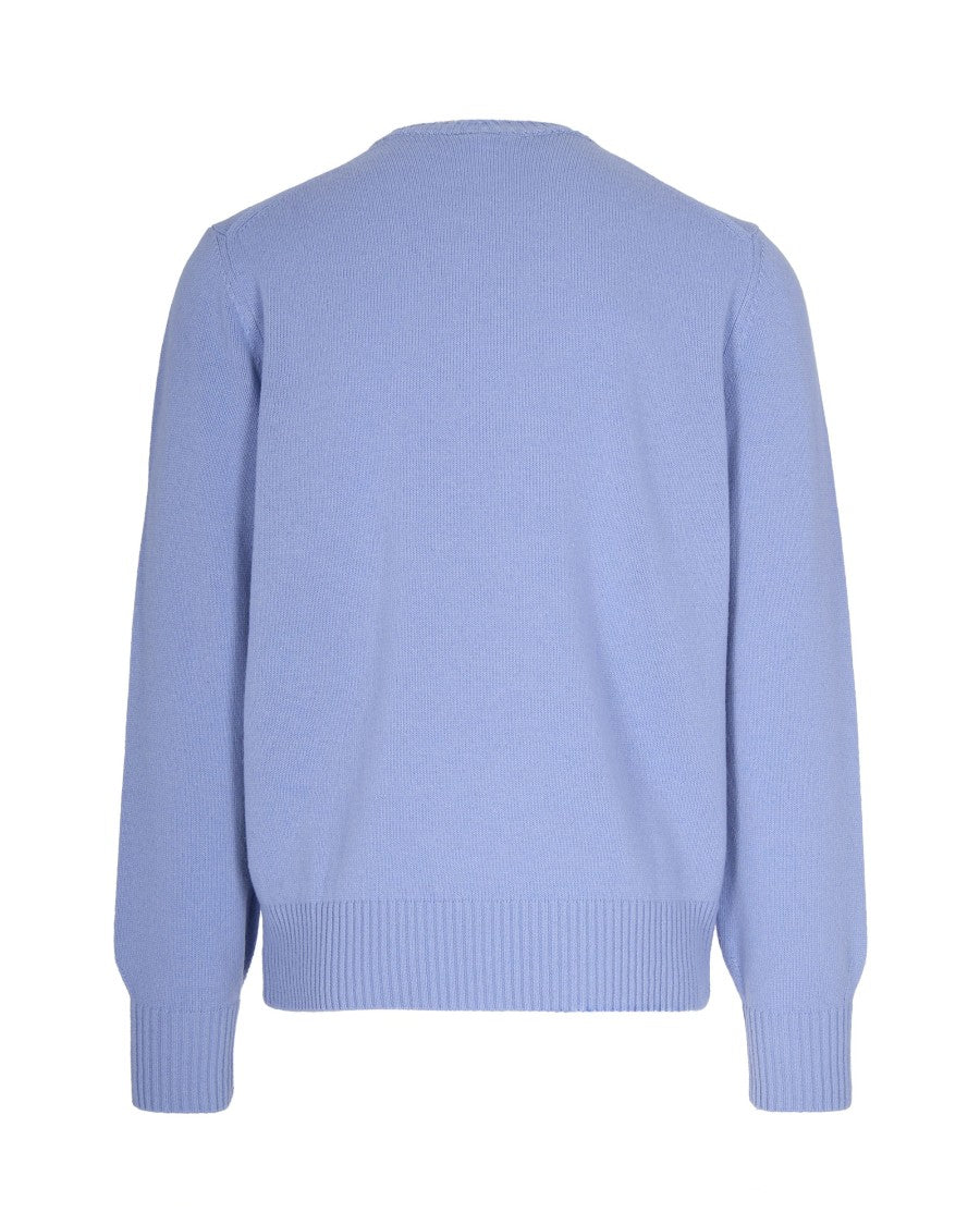 Lacoste Pastel Blue Carded Wool Sweater