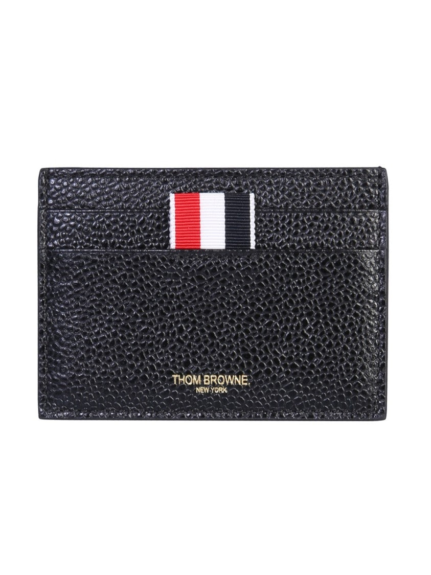 Thom Browne Textured Calfskin Leather Cardholder With Logo Detail