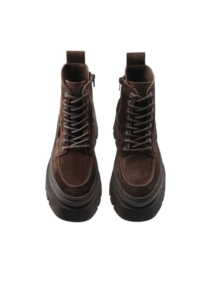 Copenhagen Brown Stivaletto Lace-Up Embossed Ankle Boots