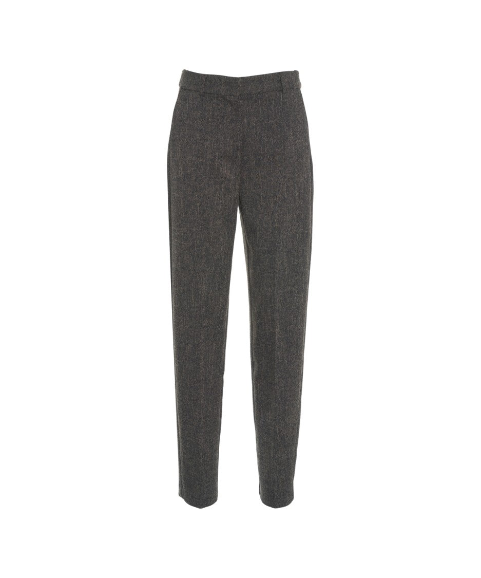 Kaos Tailored Brown Chino Trousers With Straight Leg Design And Subtle Seaming