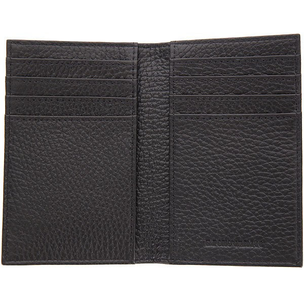 Emporio Armani Textured Black Leather Credit Card Holder