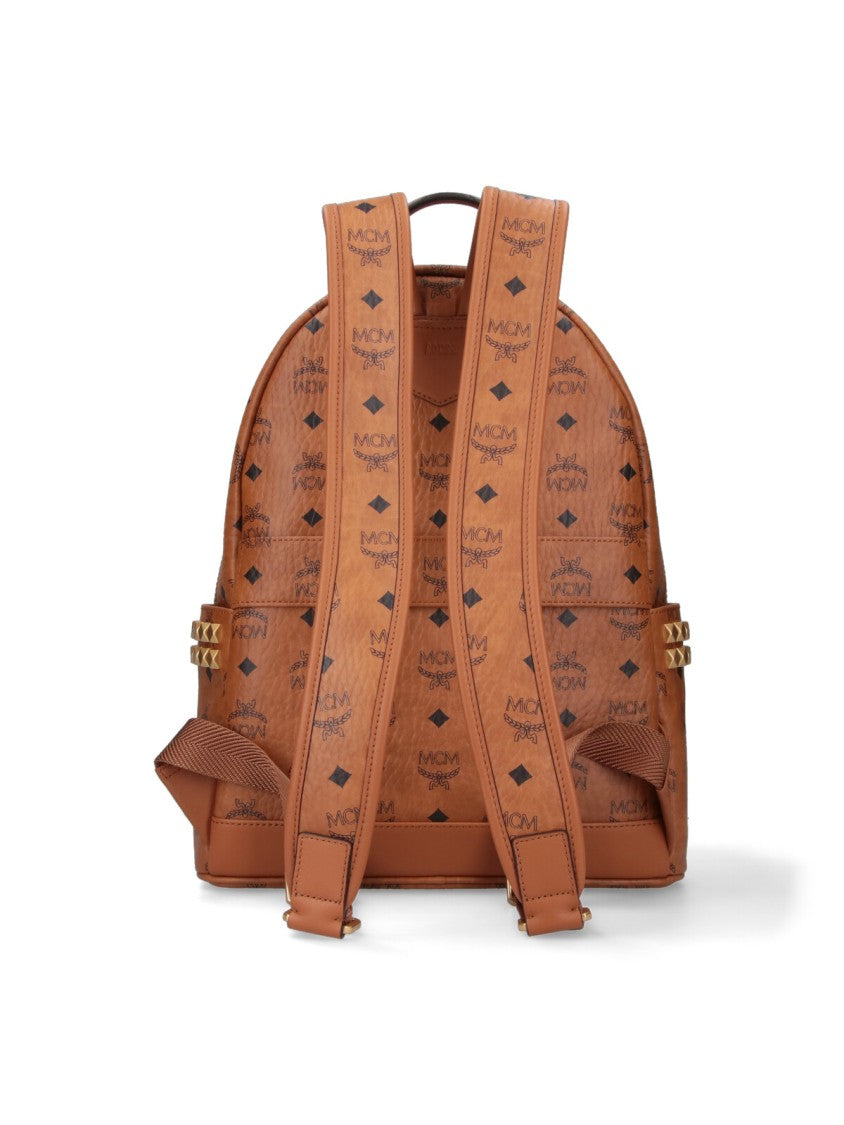 Mcm “Stark” Studded Backpack – Brown