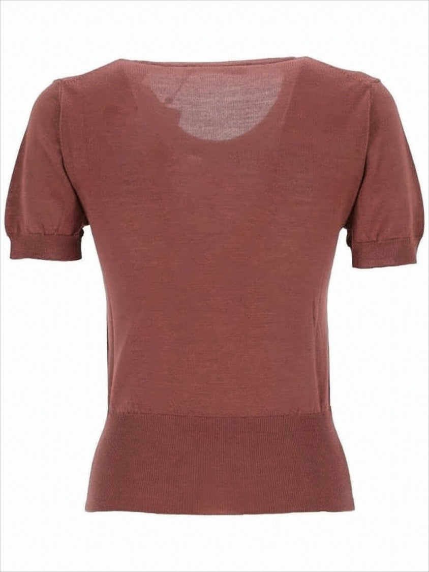 Vivienne Westwood Brown Short-Sleeved Fitted Sweater With Ribbed Details