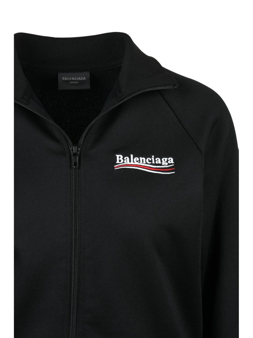 Balenciaga Zip Front Sweatshirt With High Collar And Relaxed Fit