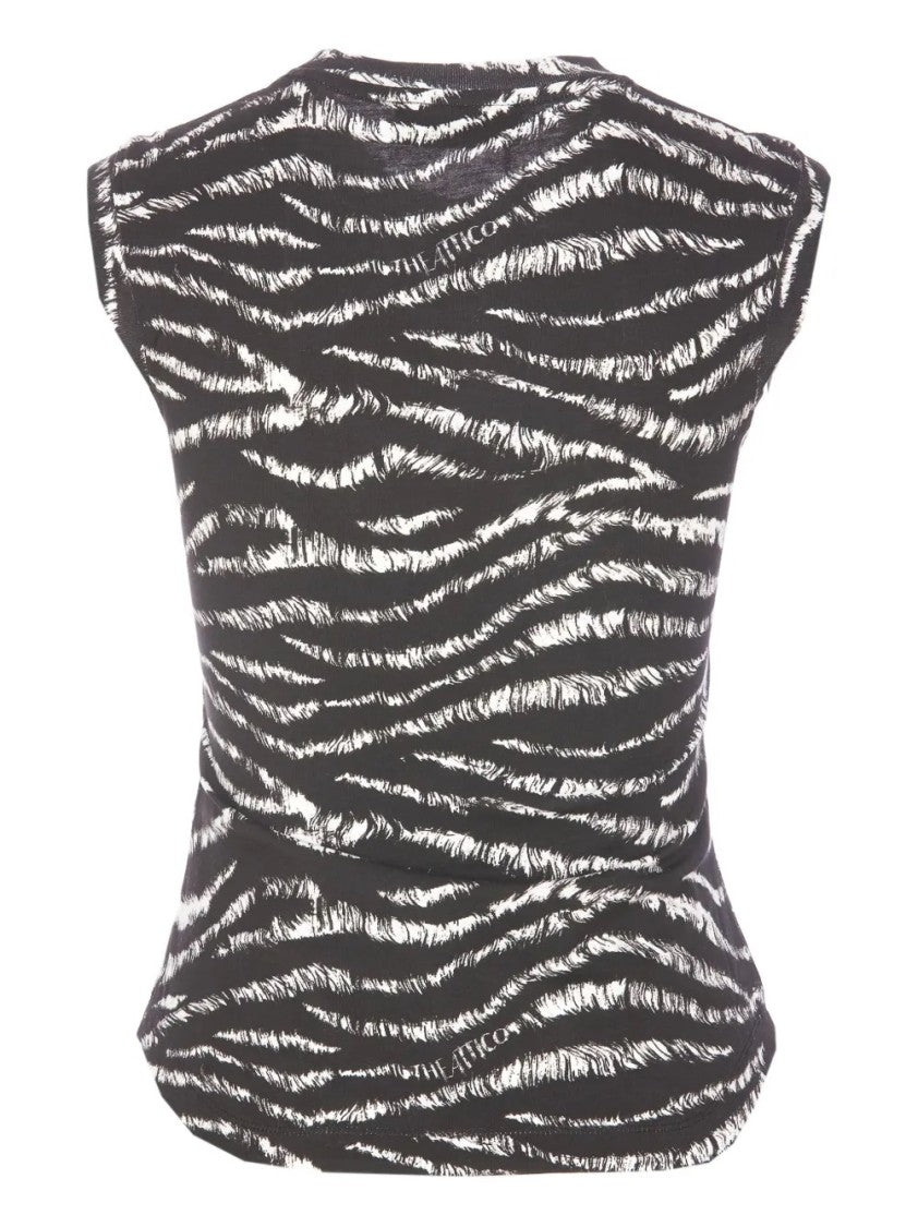 The Attico Zebra Print Form-Fitting Sleeveless Tank Top