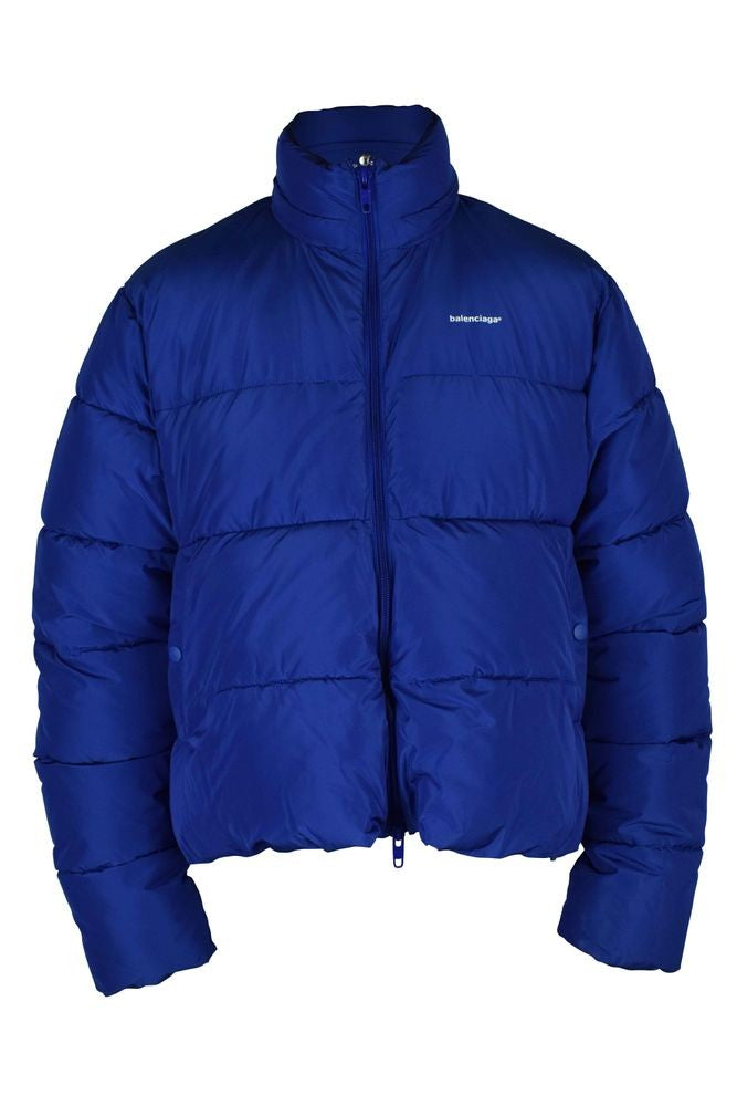 Balenciaga Electric Blue Quilted Jacket With High Collar