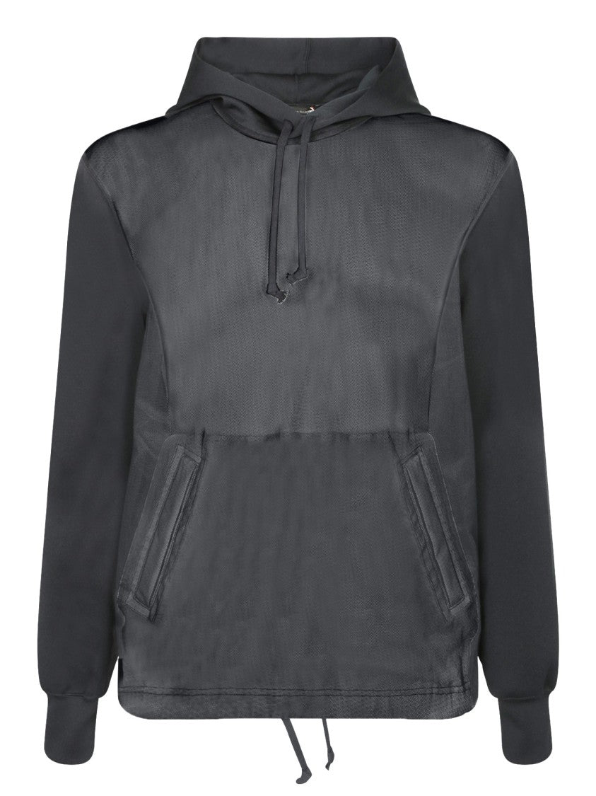 Comme Des Garçons Minimal Black Hoodie With Adjustable Drawstring