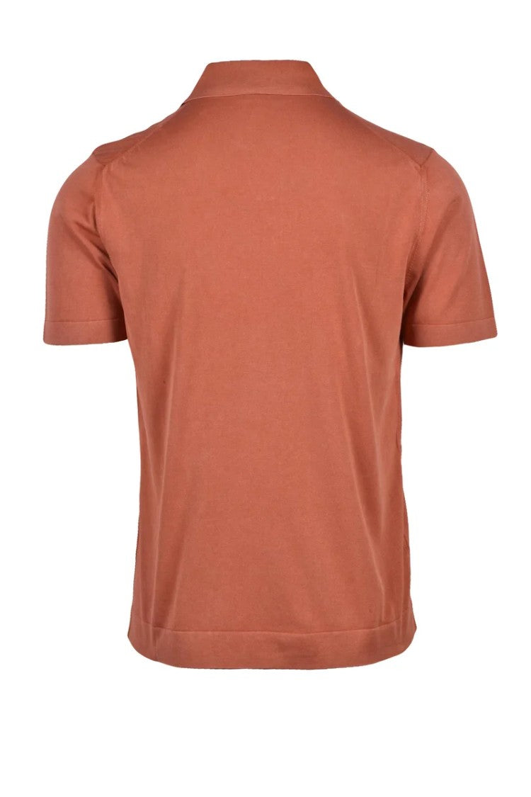 Drumohr Cotton Knit Polo Shirt - Rust