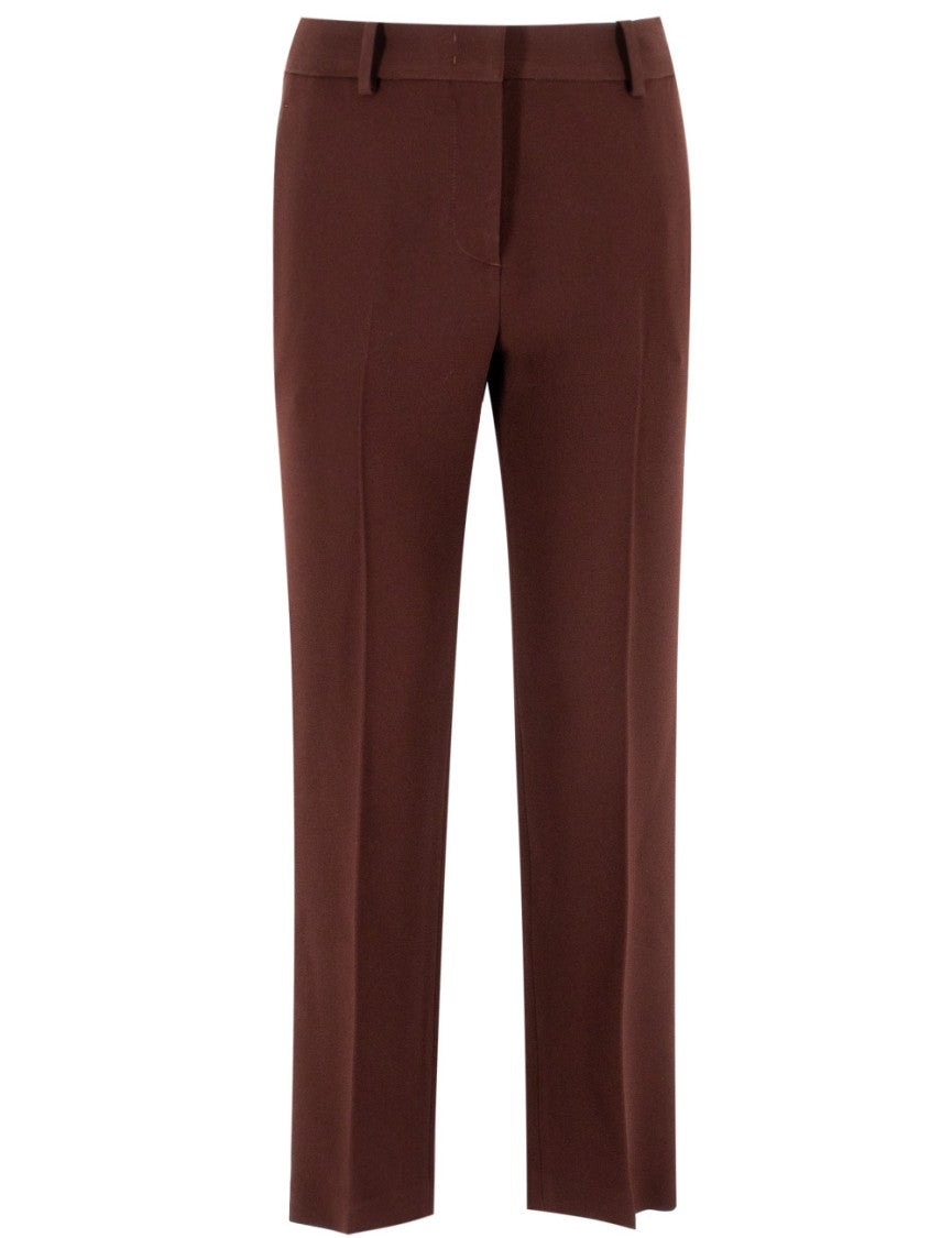 Ermanno Scervino Deep Mahogany Tailored Trousers With Subtle Detailing