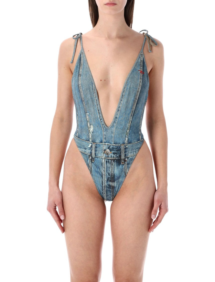 Diesel Recycled Denim Print One Piece Swimsuit