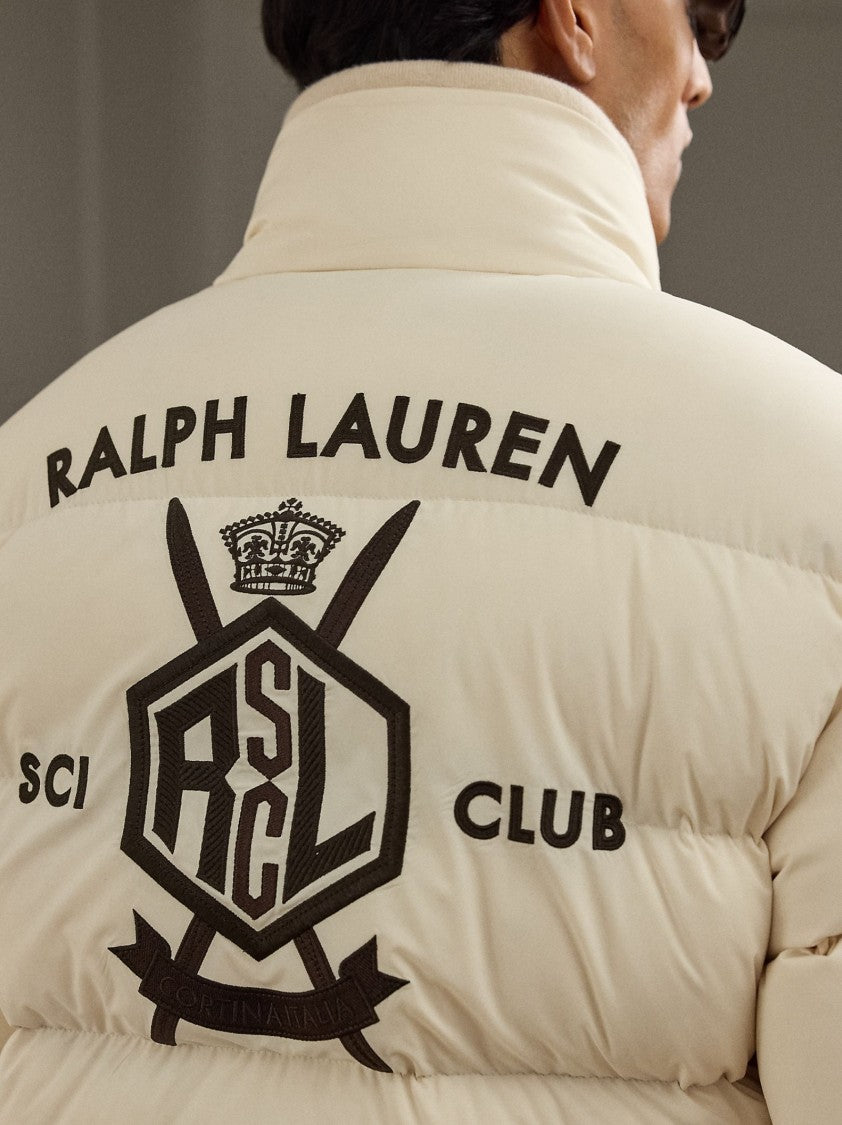 Polo Ralph Lauren Quilted Beige Down Jacket With Logo Embroidery