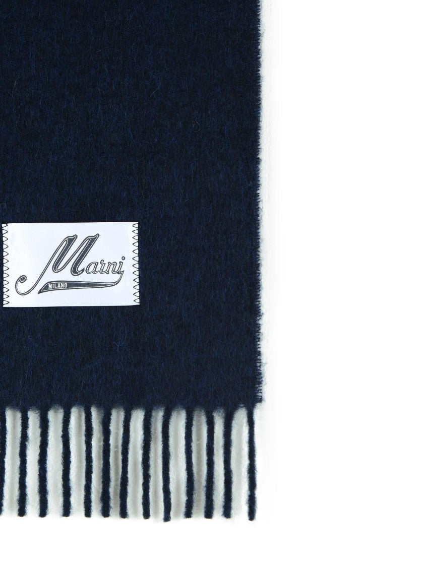 Marni Dark Blue Brushed Alpaca Blend Scarf