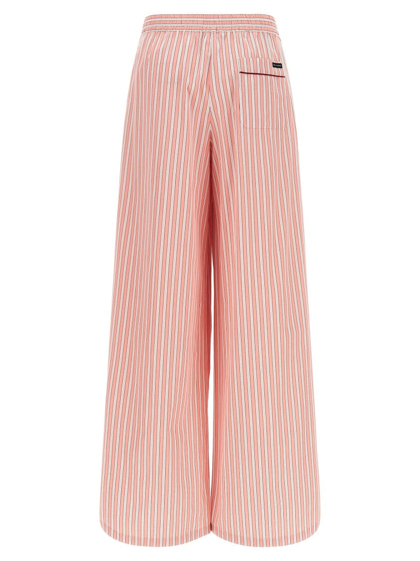 Dolce & Gabbana Wide-Leg Striped Poplin Pants With Contrast Piping