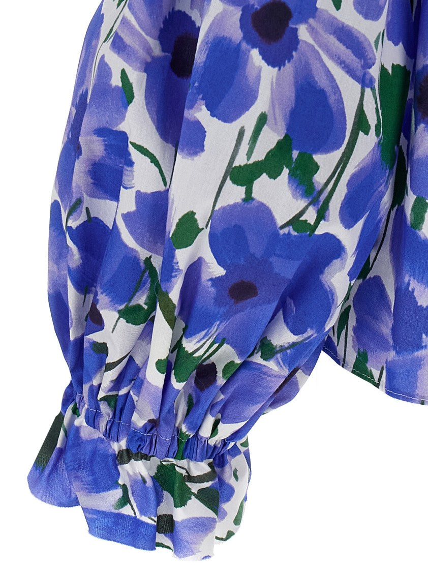 Carolina Herrera Floral-Print Off-The-Shoulder Top With 3D Ruffle Details