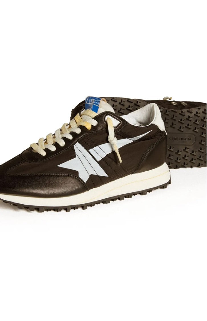 Golden Goose Brown Leather And Textile Sneakers