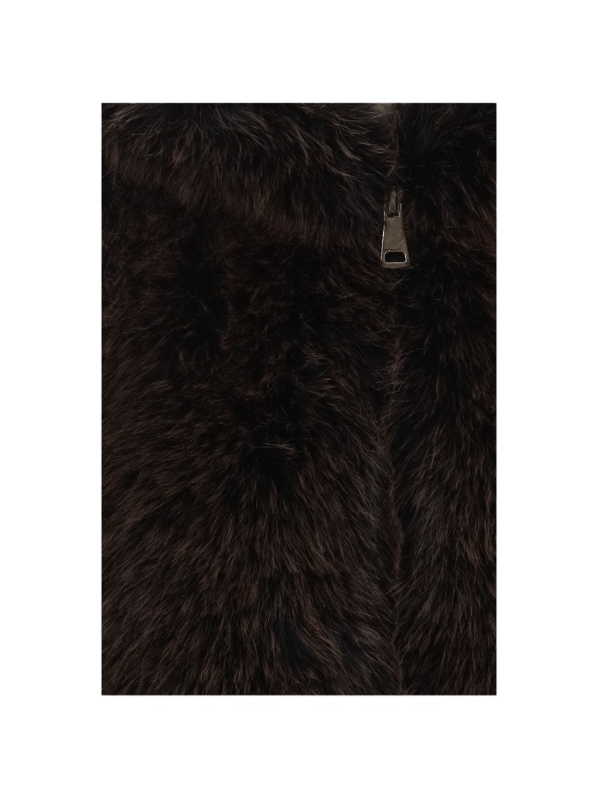 Uncommon Dark Brown Hooded Faux Fur Vest