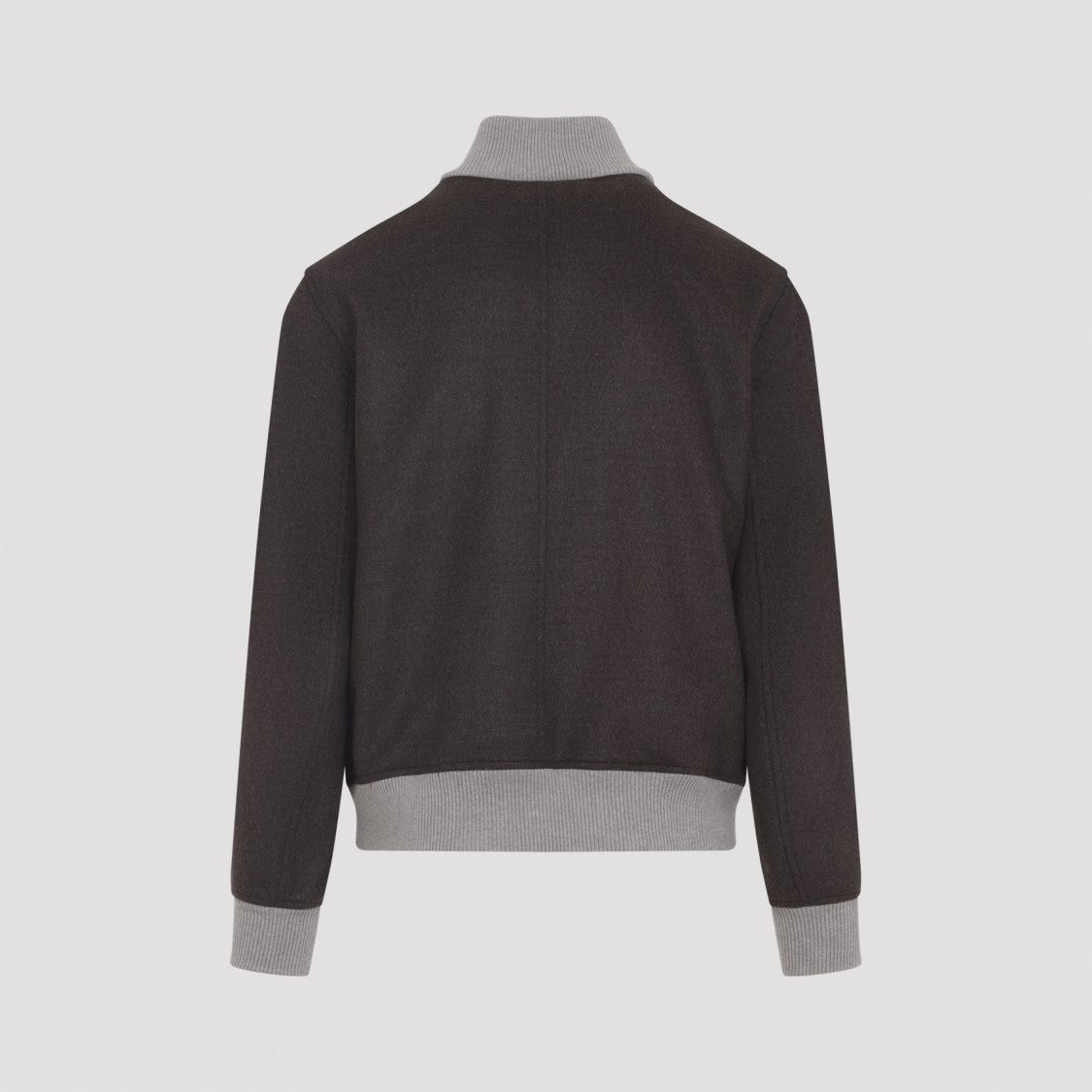 Brunello Cucinelli Structured Grey Wool Jacket With Ribbed Details