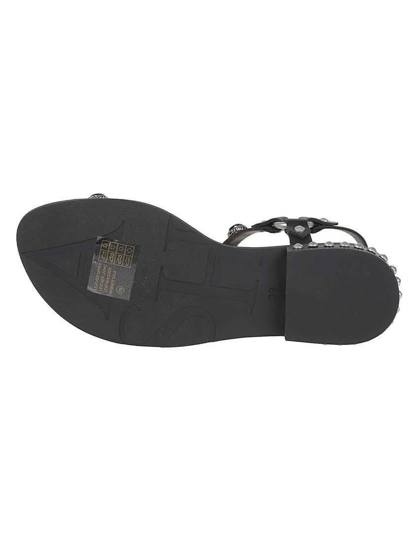 Ash Podium Black Studded Flat Sandals