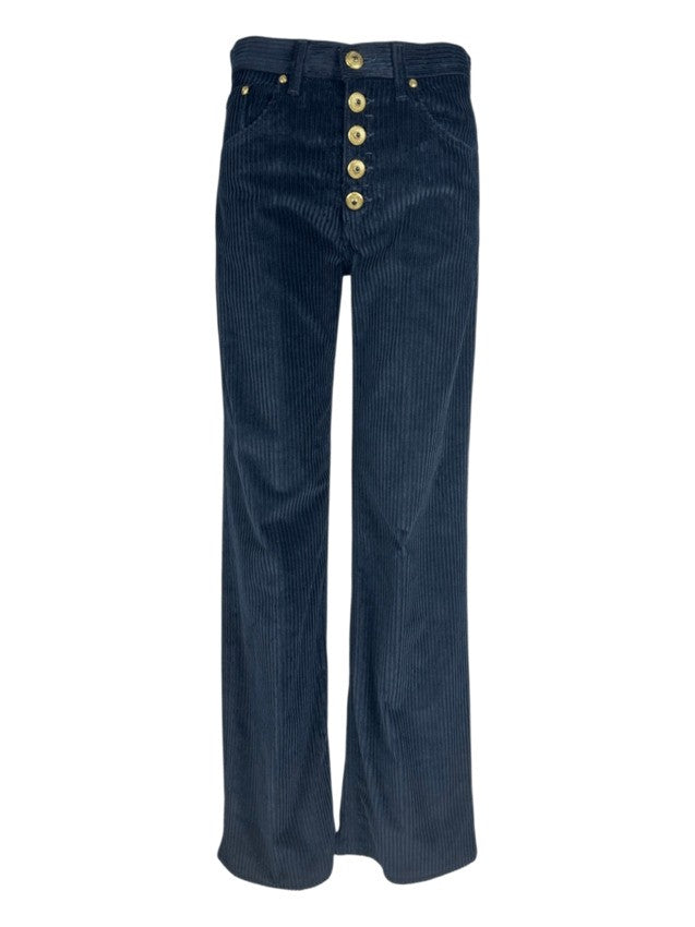 Dondup Wide-Leg Velvet Pants With Jewel-Button Closure