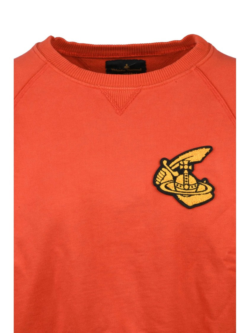 Vivienne Westwood Anglomania Cropped Crewneck Sweatshirt With Raglan Sleeves And Iconic Emblem