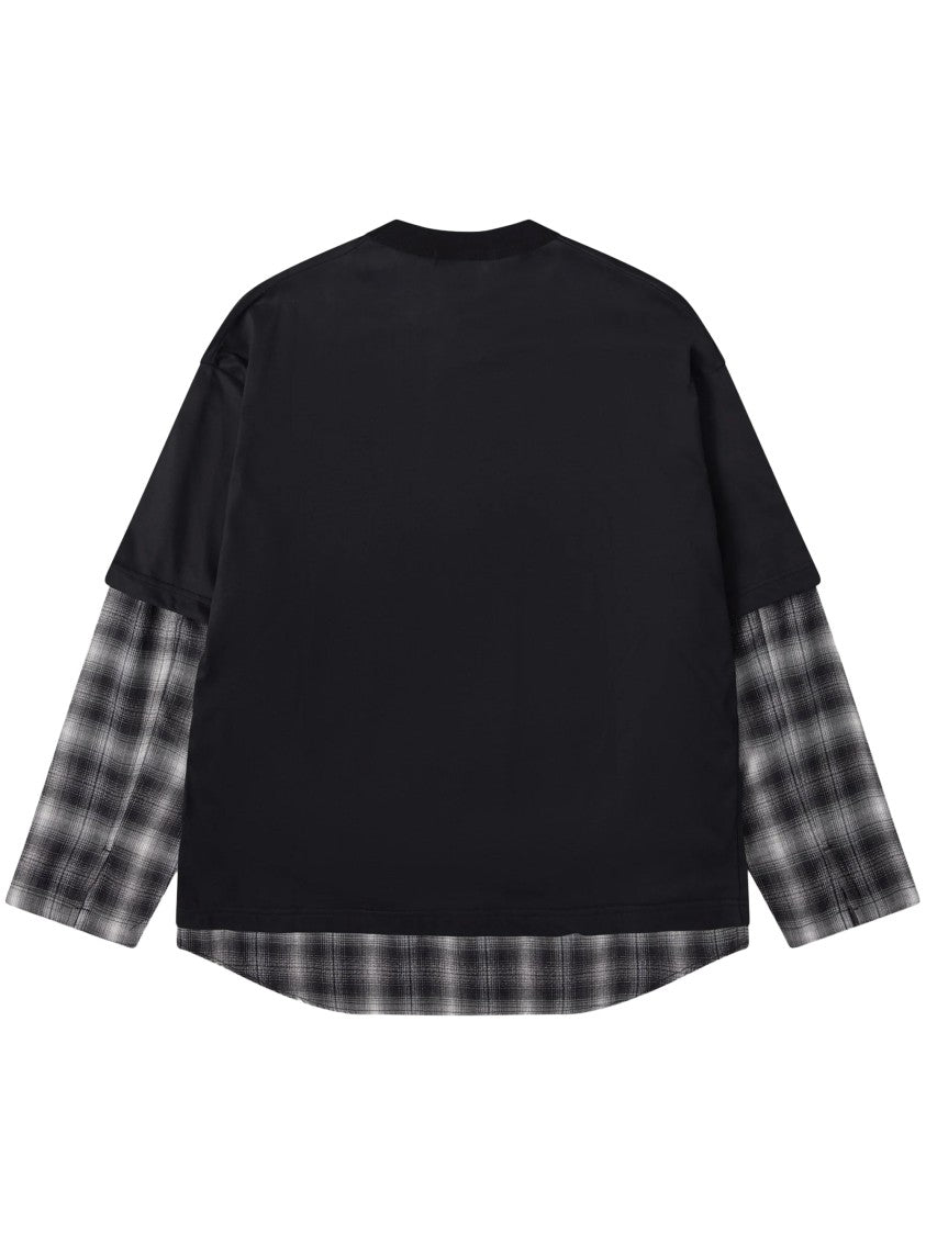 Comme Des Garçons Layered Black Plaid T-Shirt