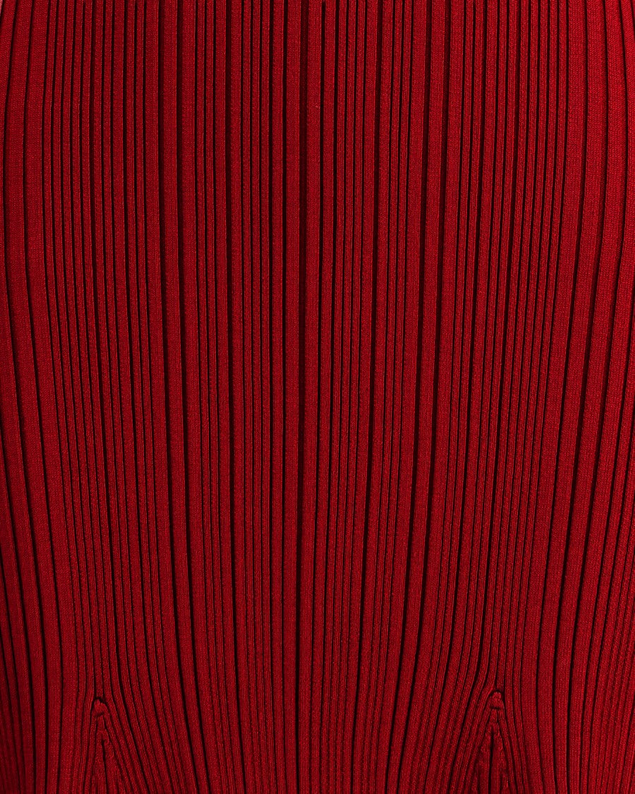 Self-Portrait Midi Dress In Ribbed Knit In Burgundy
