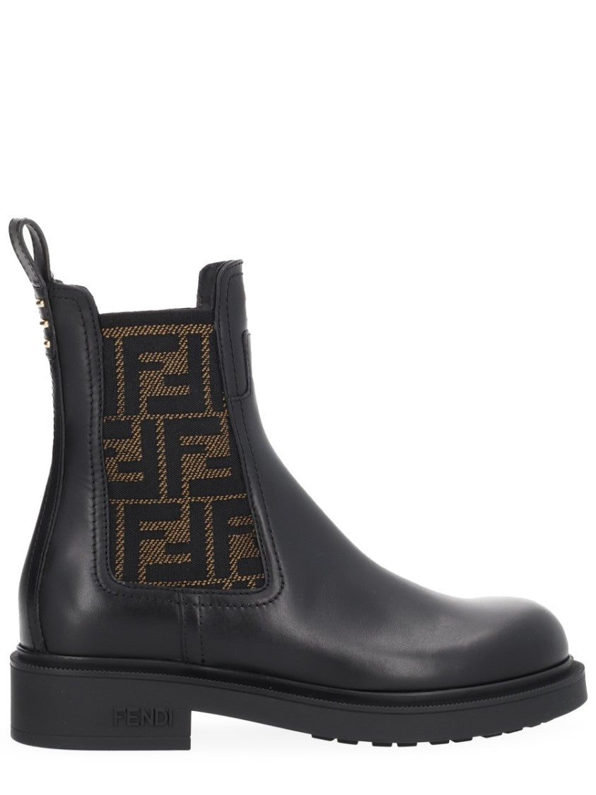 Fendi Thread Smooth Leather Ankle Boots