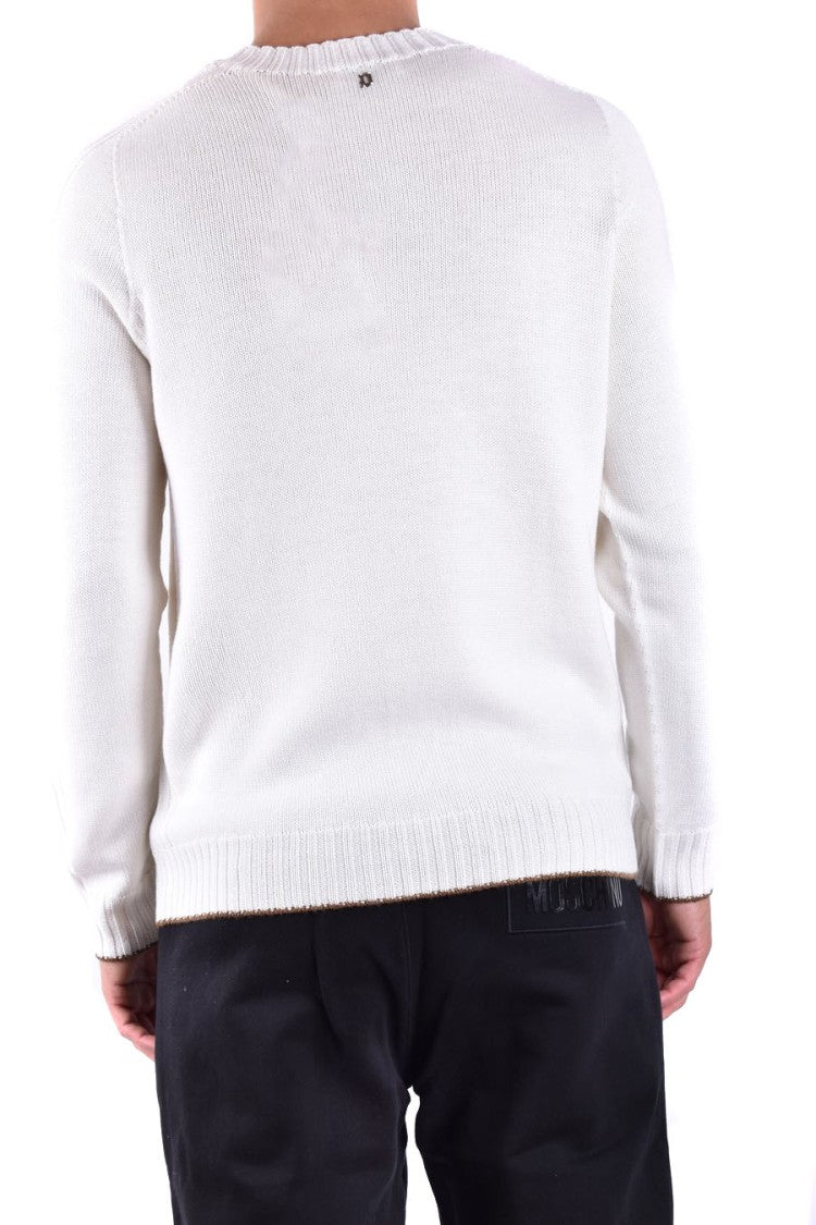 Dondup Ribbed White Knitwear With Classic Crew Neck