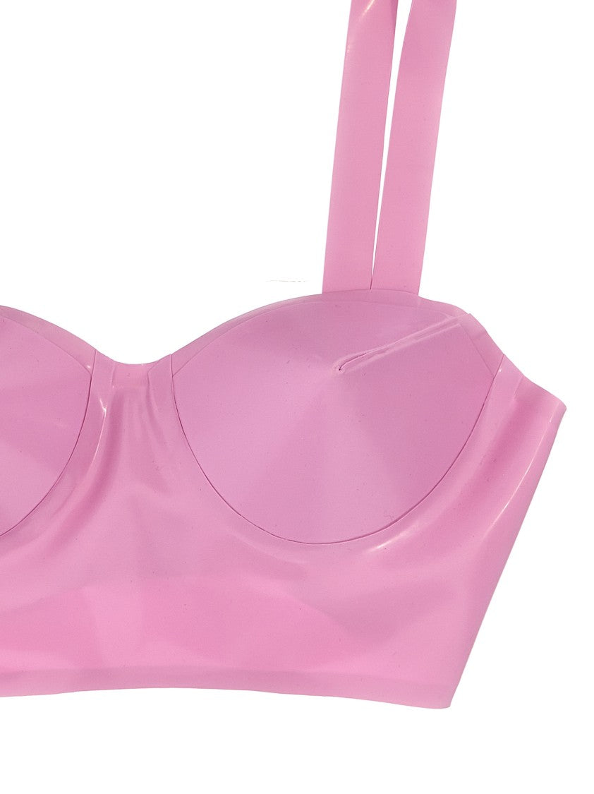 Maison Margiela Pointed Cup Latex Bra With Glossy Finish And Button Closure