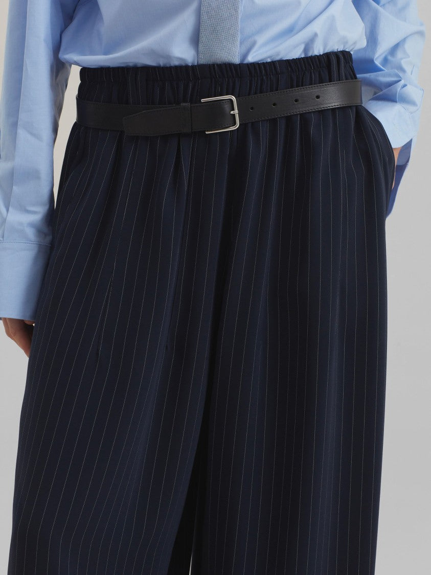 The Frankie Shop Blue Viscose-Blend Pinstripe Wide-Leg Pants