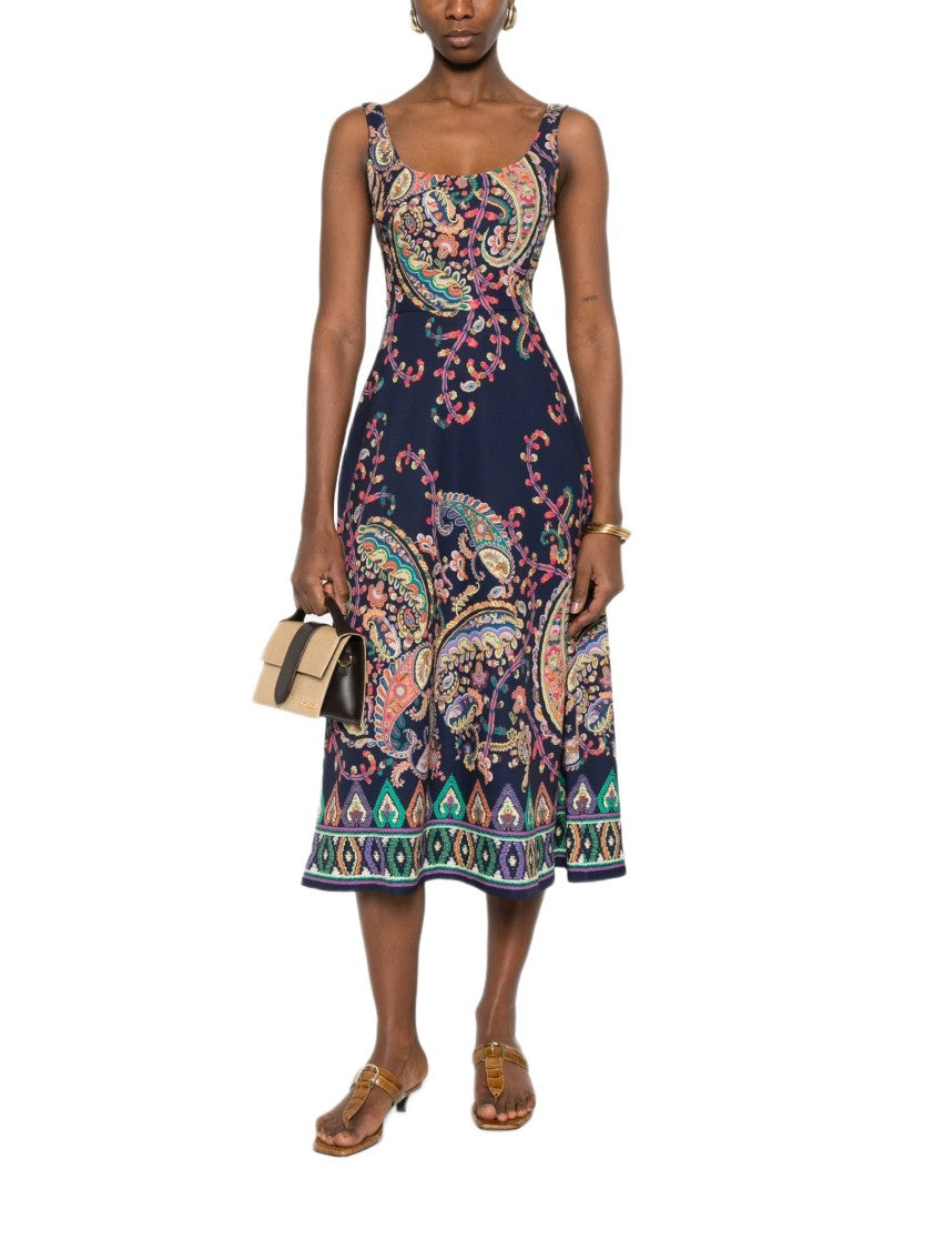 Etro Blue Paisley Scoop Back Dress