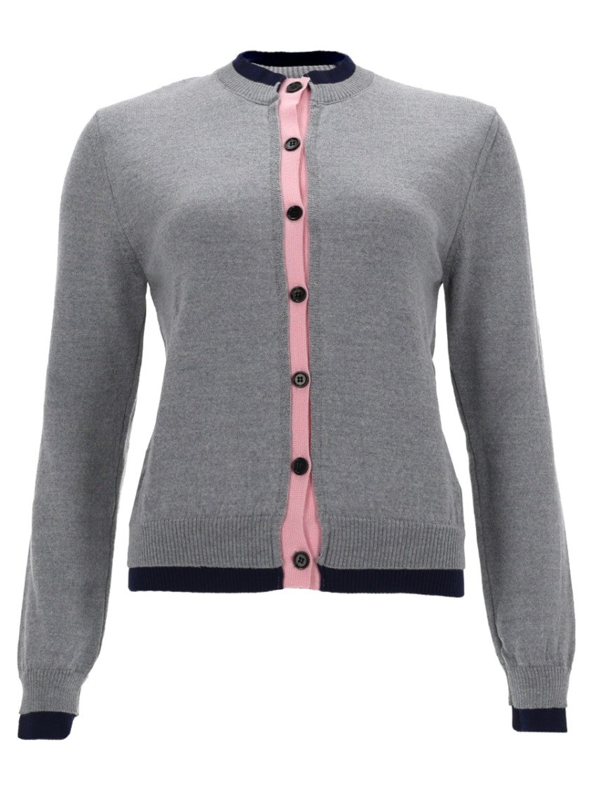 Msgm Merino Wool Double Trim Cardigan