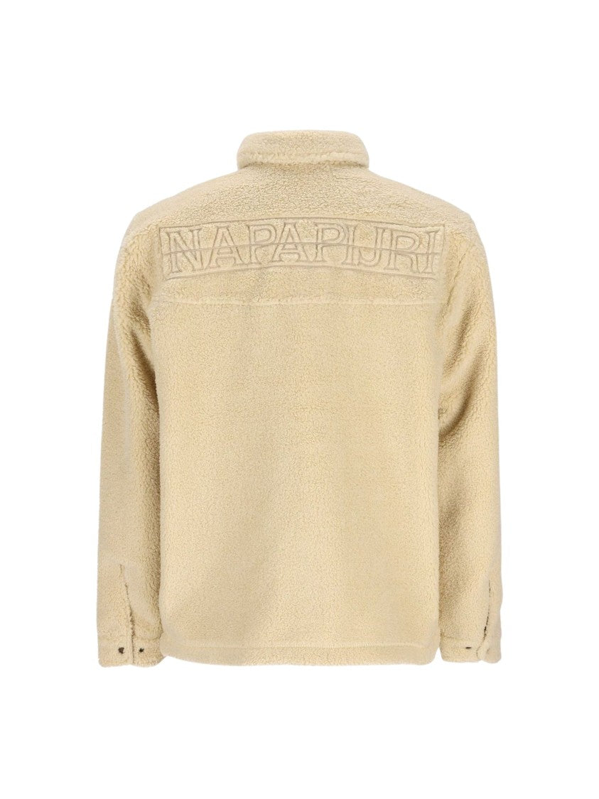 Napapijri Sherpa-Style Fleece Shirt-Jacket With Button-Front Closure