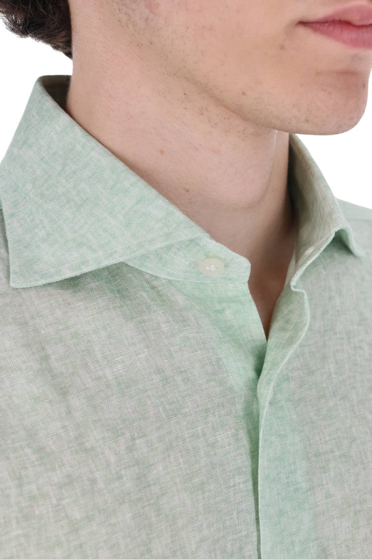 Borriello Green Melange Linen Shirt