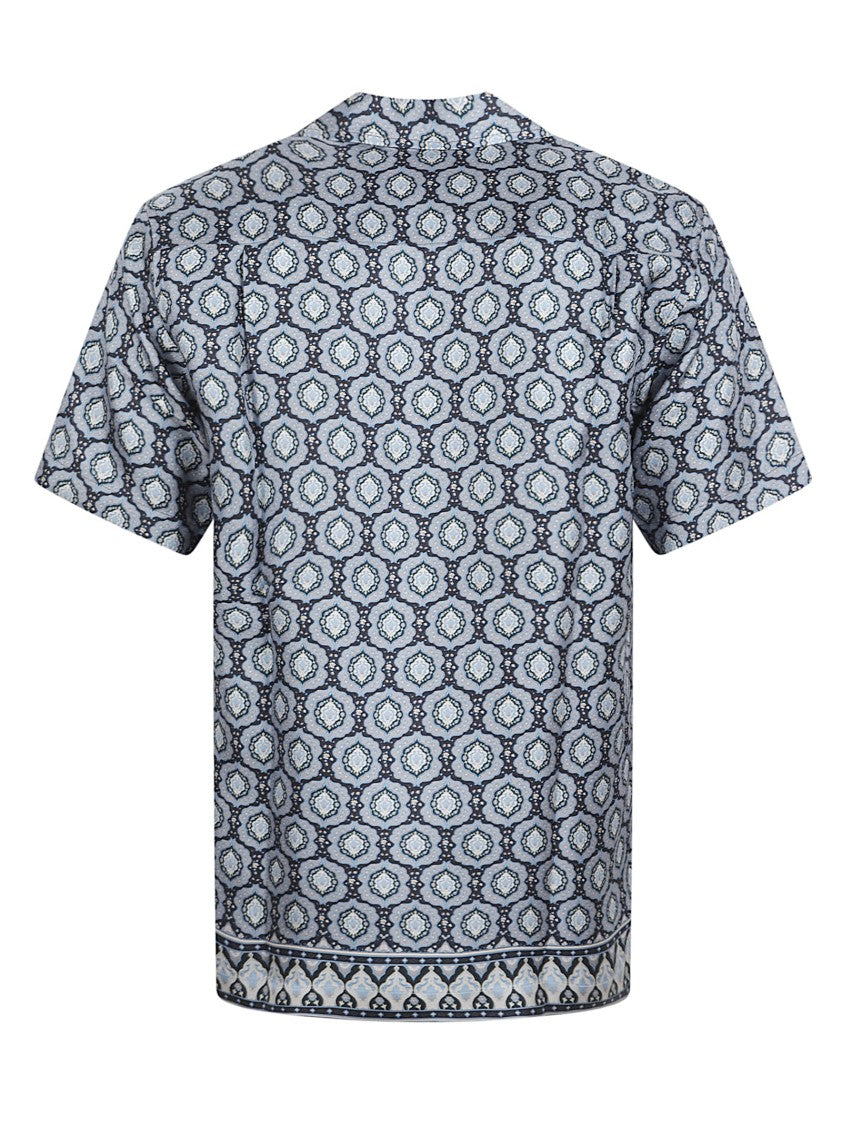 Orlebar Brown Short-Sleeved Silk Shirt With Exclusive Print And Pleated Back Yoke