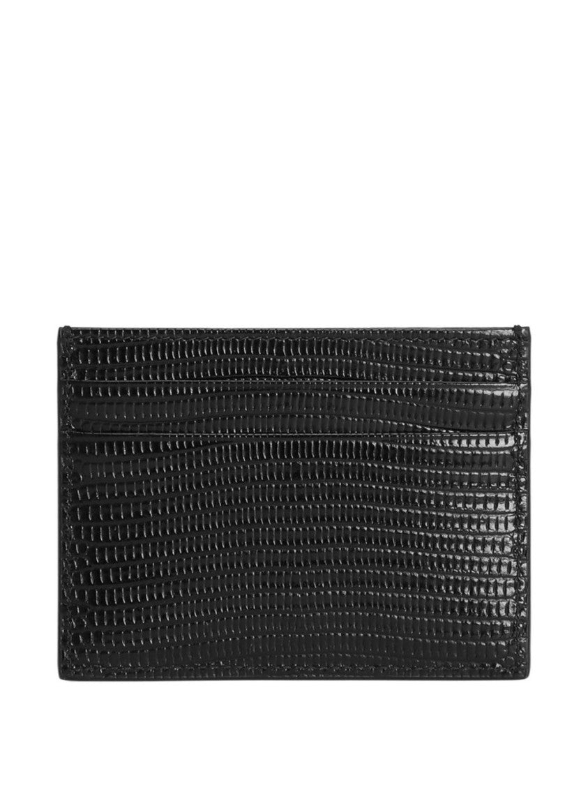 Dolce & Gabbana Black Leather Clutch With Embossed Iguana Print