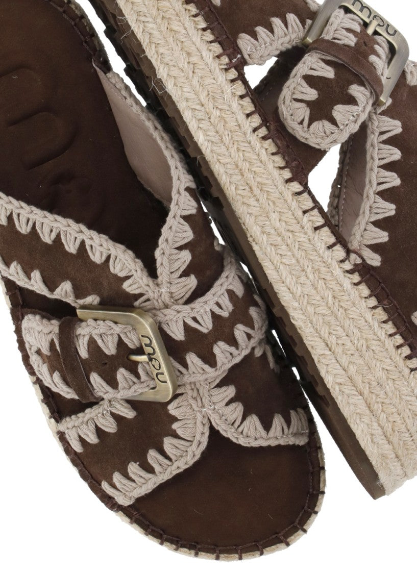 Mou Brown Buckle Upper Belt Sandals