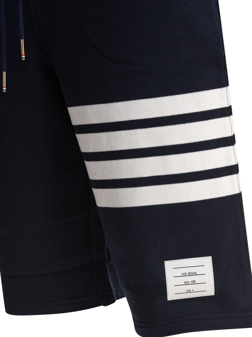 Thom Browne Engineered 4-Bar Design Navy Sweat Shorts