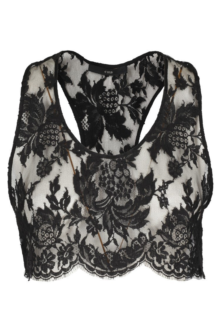 Chb Christian Boaro Black Lace Crop Top