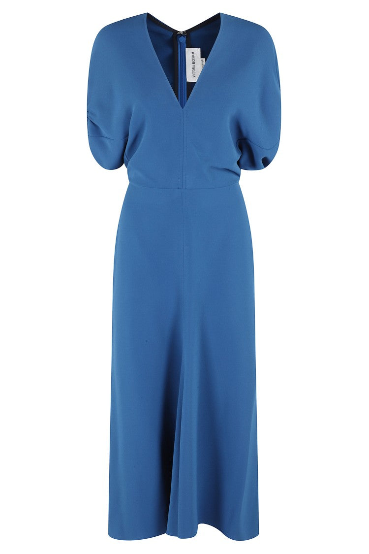 Victoria Beckham Blouson Detail Midi Dress