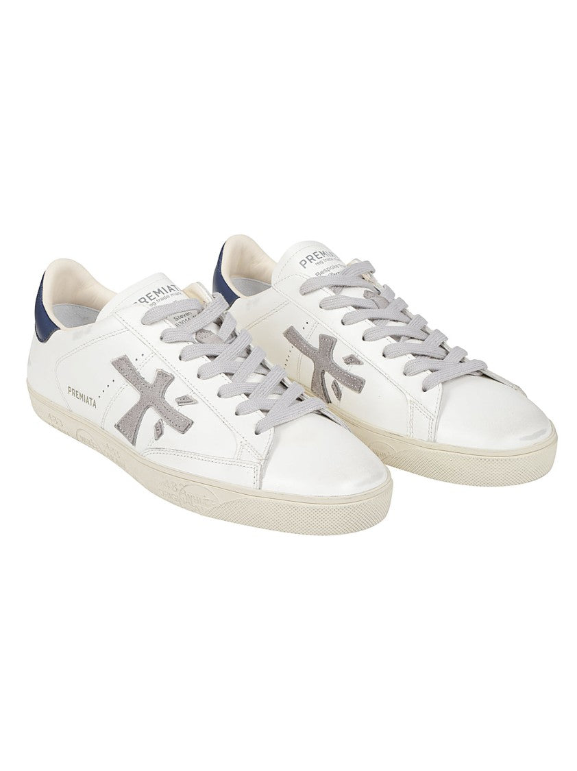 Premiata Steven Minimalist Low-Top Calf Leather Sneakers