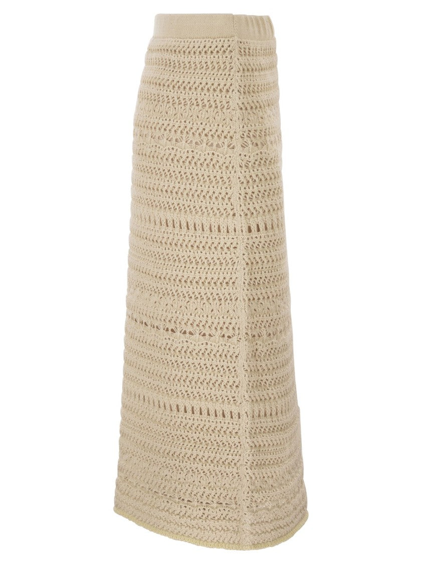Fabiana Filippi Cotton And Linen Crochet Midi Pencil Skirt