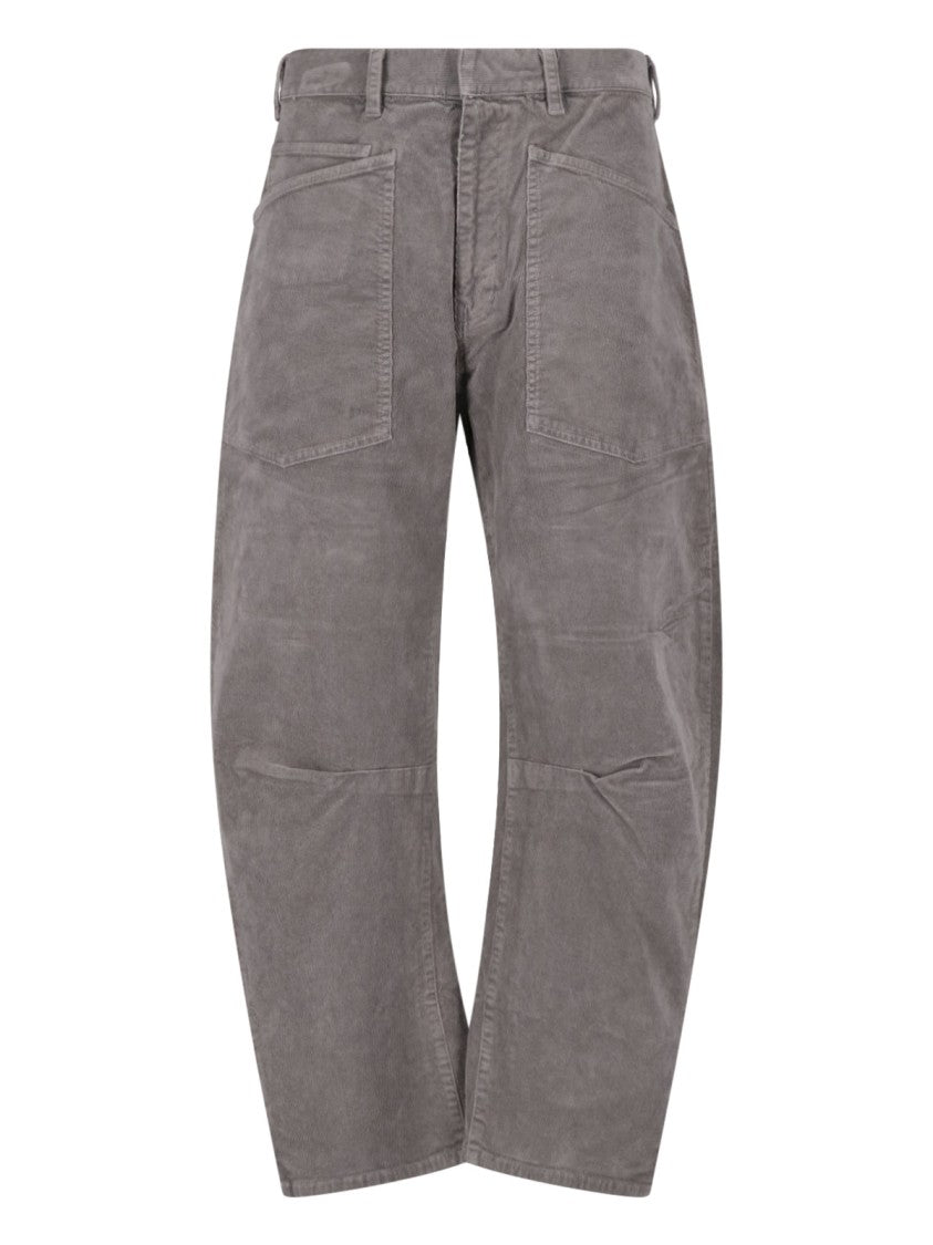 Nili Lotan Grey Shon Rounded-Leg Cotton Pants