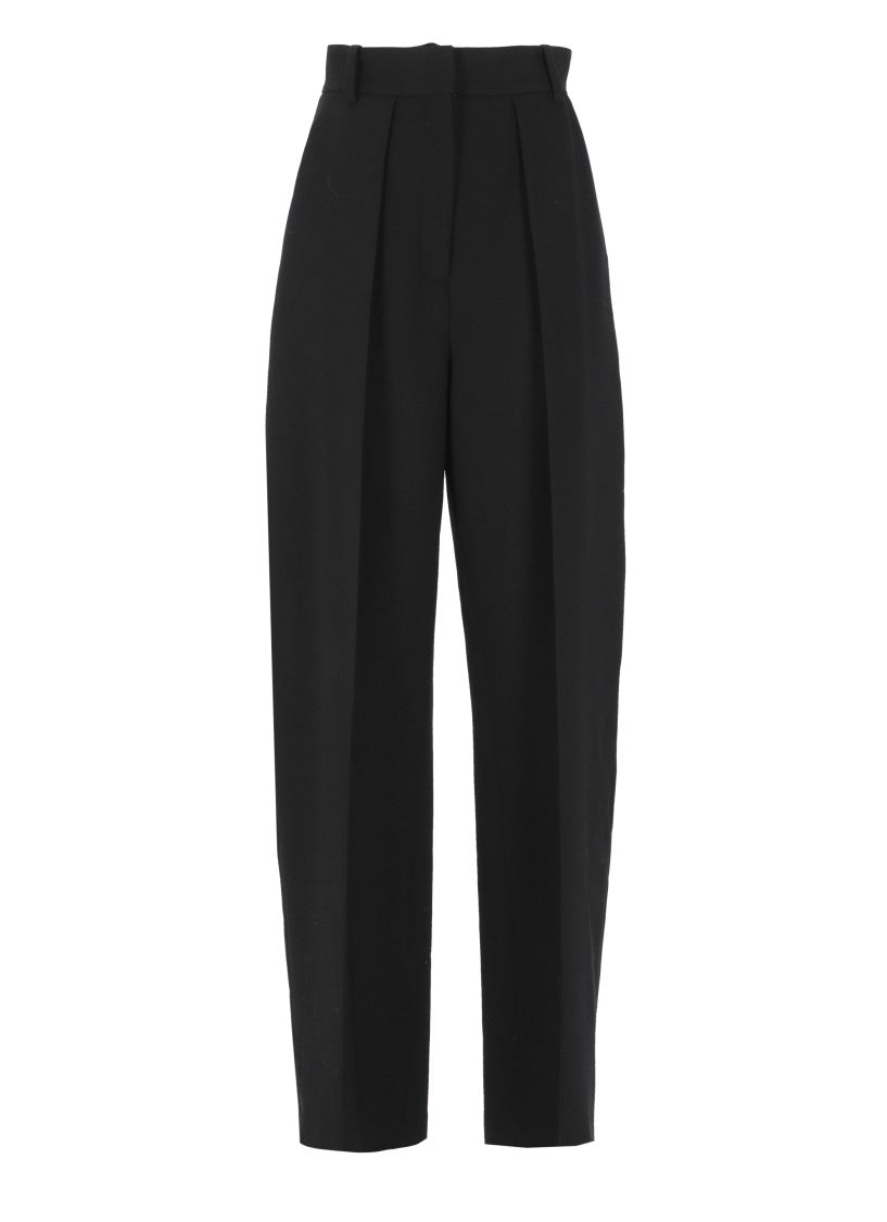 Khaite Black Wool Blend Palazzo Pants