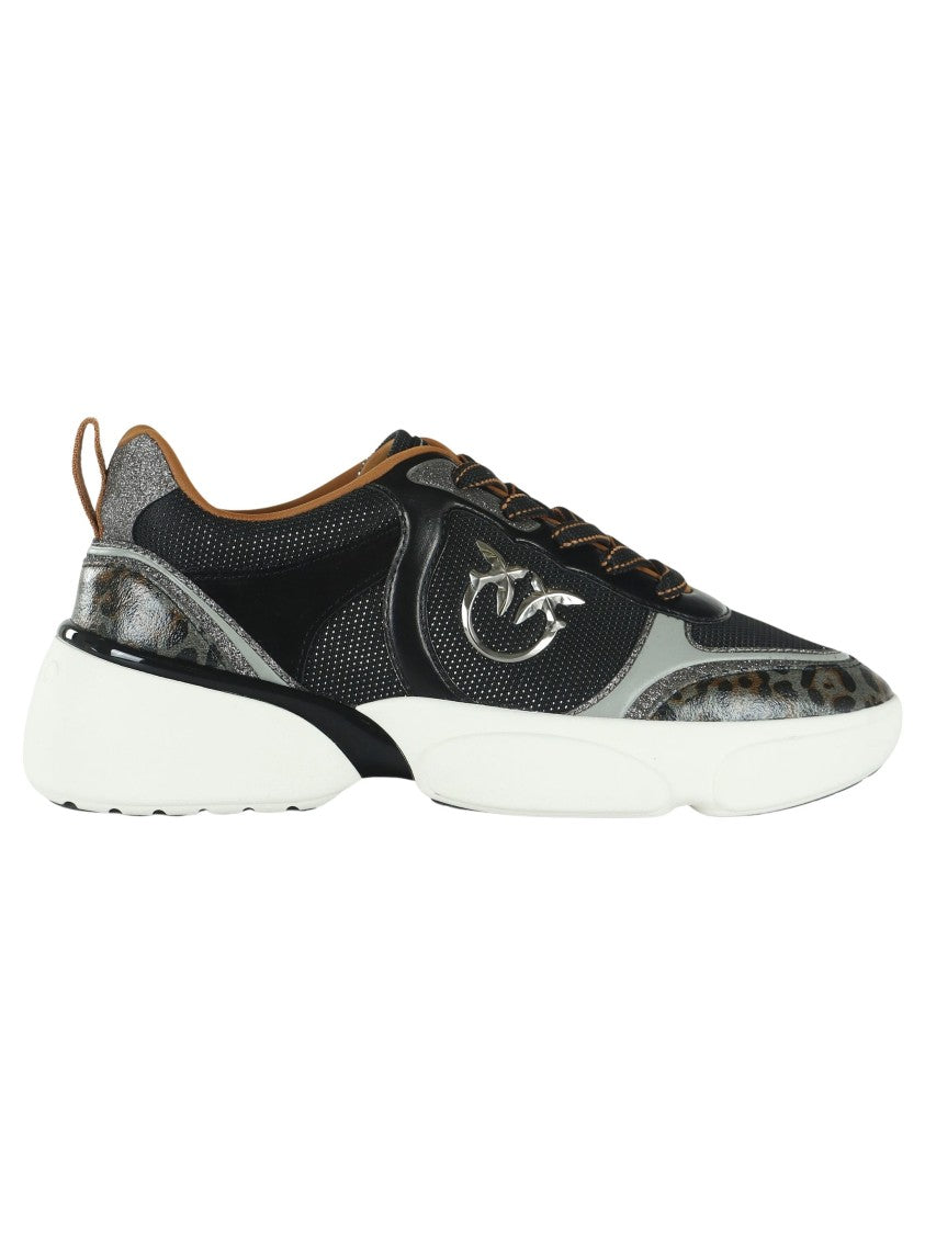 Pinko Alba 03 Color-Block Animal Print Sneakers