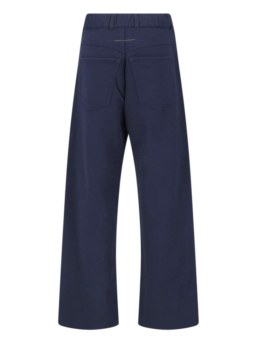 Mm6 By Maison Margiela Blue Cotton Wide-Leg Pants