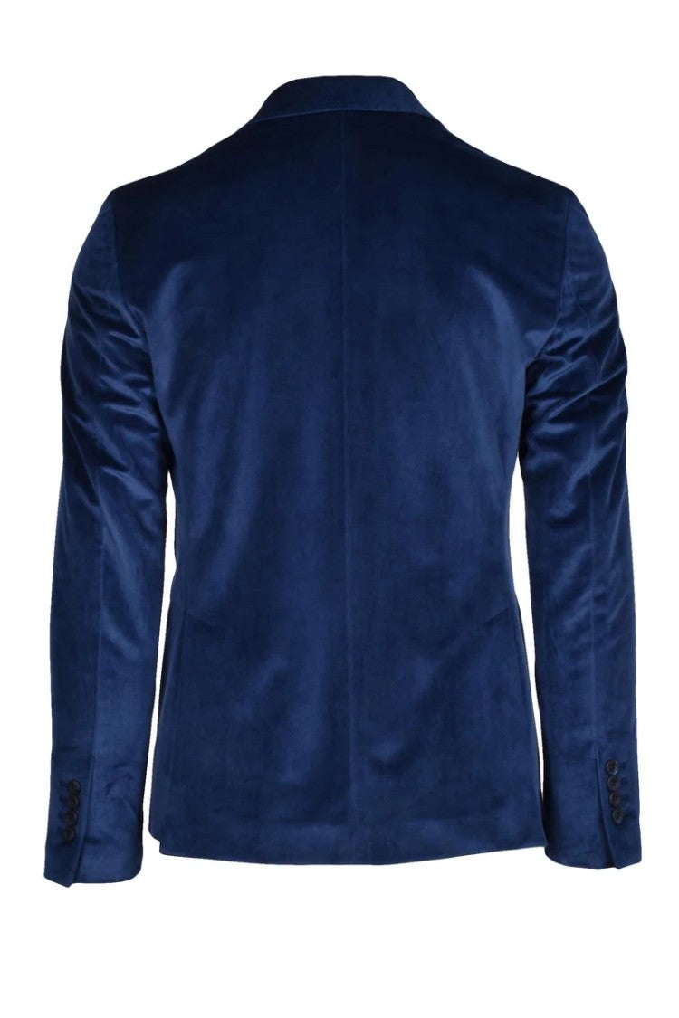 Havana & Co Velvet Double-Breasted Jacket - Blue