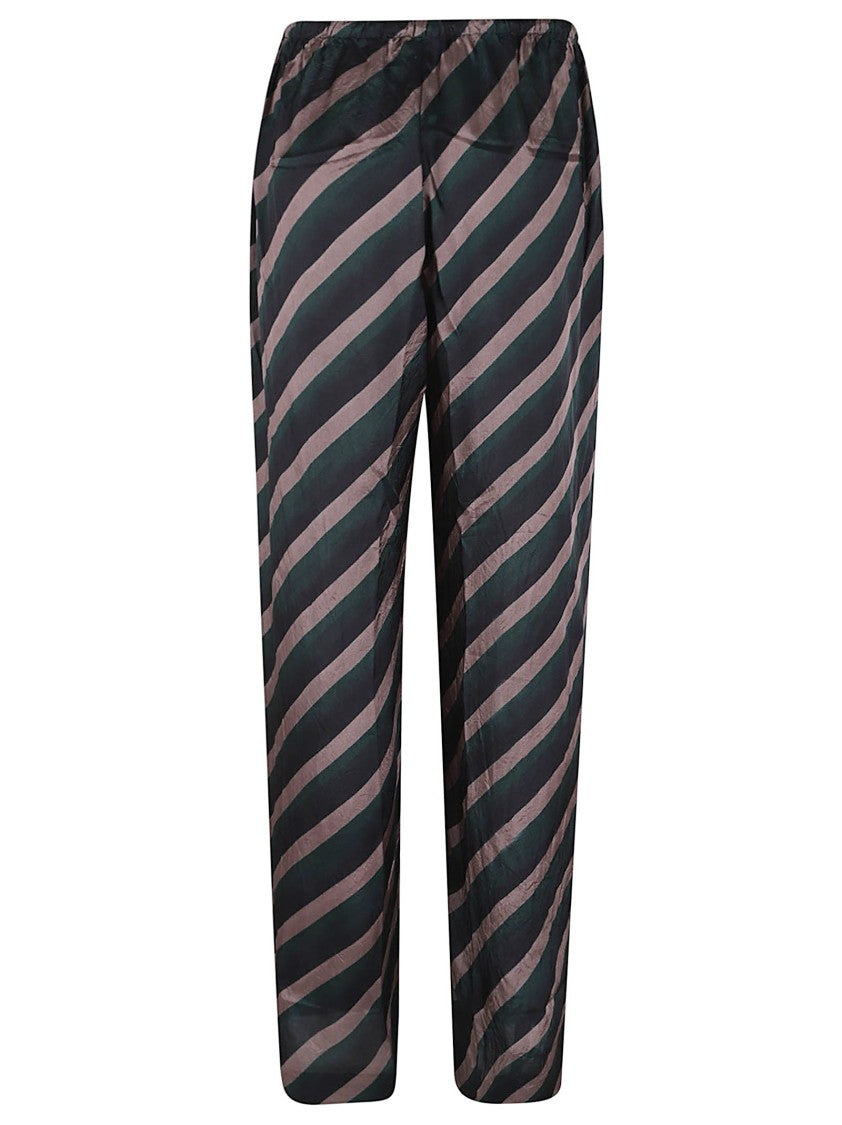 Dries Van Noten Relaxed Fit Trousers With Bold Diagonal Stripes