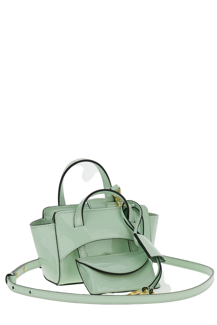 Hidesins Compact Aqua Green Flap Bag In Patent Calfskin